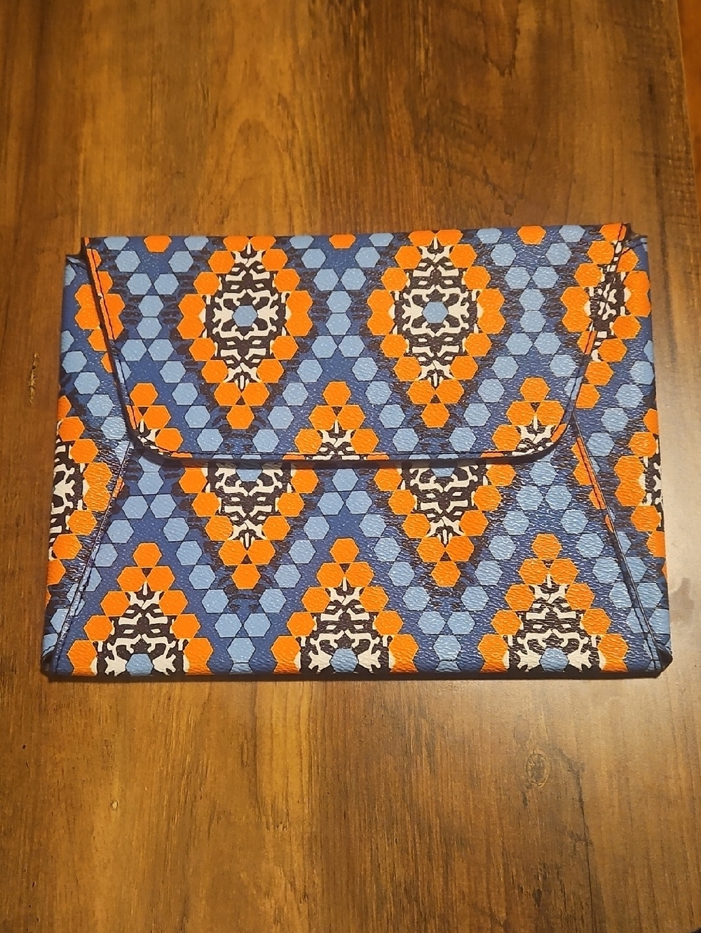Vera Bradley Blue and Orange Geometric Envelope Clutch